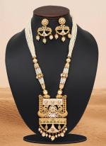   Traditional Wear  Gold Color Meena Work Matte Gold Rajwadi Temple Necklace Set